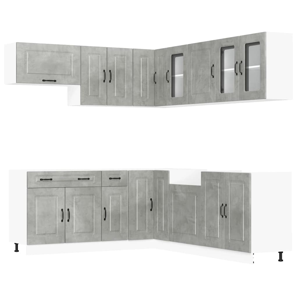 vidaXL 11 Piece Kitchen Cabinet Set "Kalmar" Concrete Grey 2