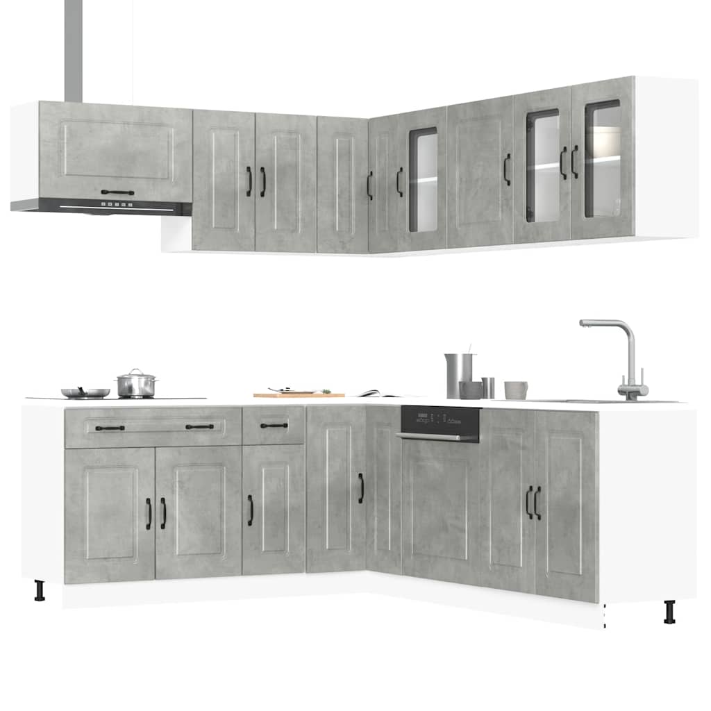 vidaXL 11 Piece Kitchen Cabinet Set "Kalmar" Concrete Grey 1