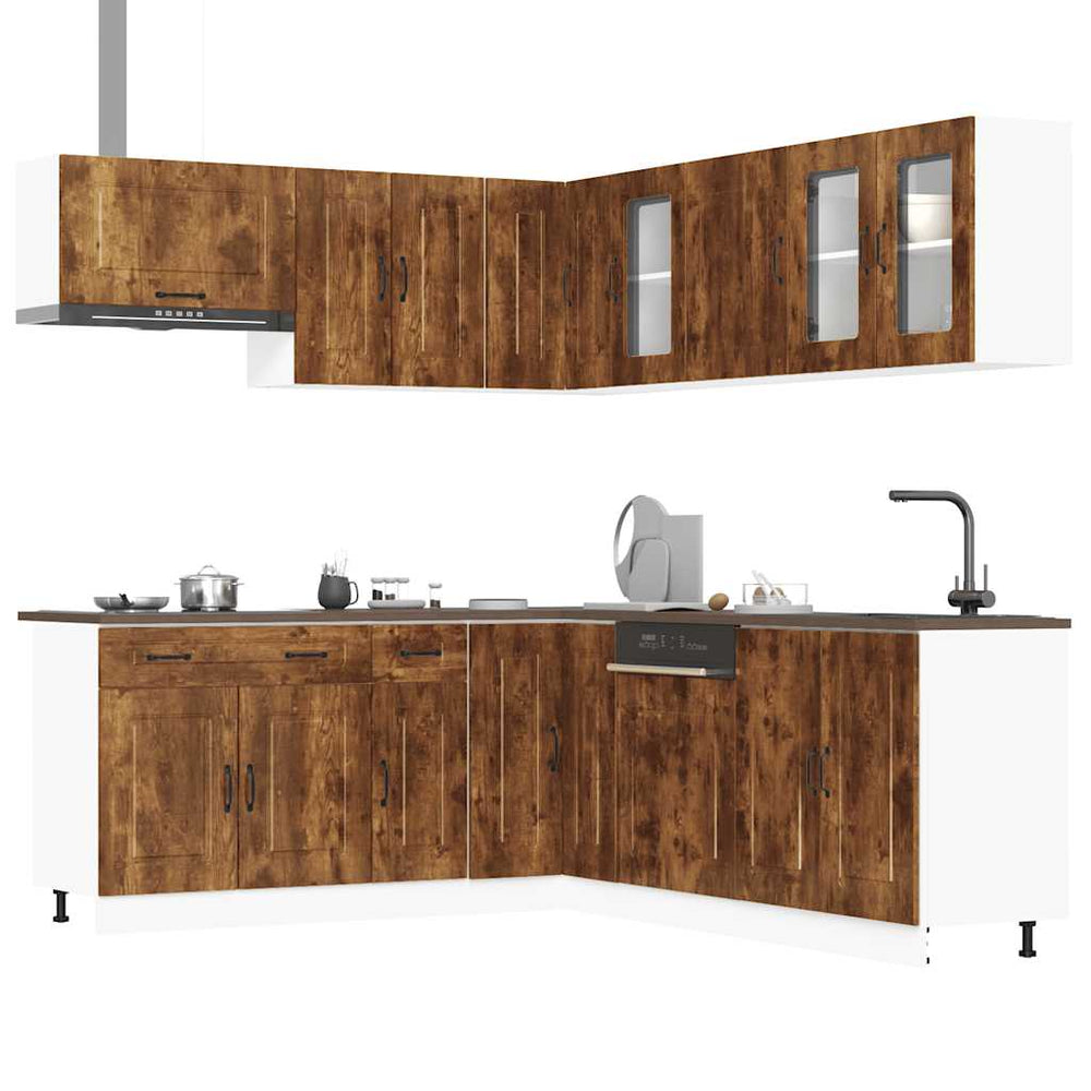 vidaXL 11 Piece Kitchen Cabinet Set "Kalmar" Smoked Oak Engineered Wood