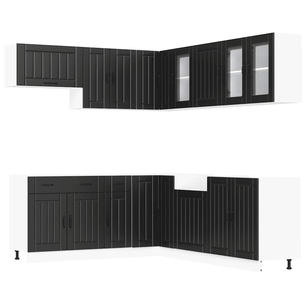 vidaXL 11 Piece Kitchen Cabinet Set "Lucca" Black Engineered Wood 2