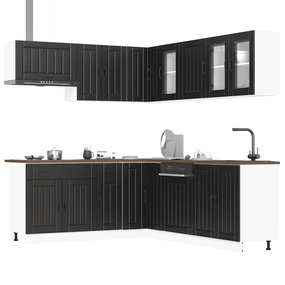 vidaXL 11 Piece Kitchen Cabinet Set "Lucca" Black Engineered Wood