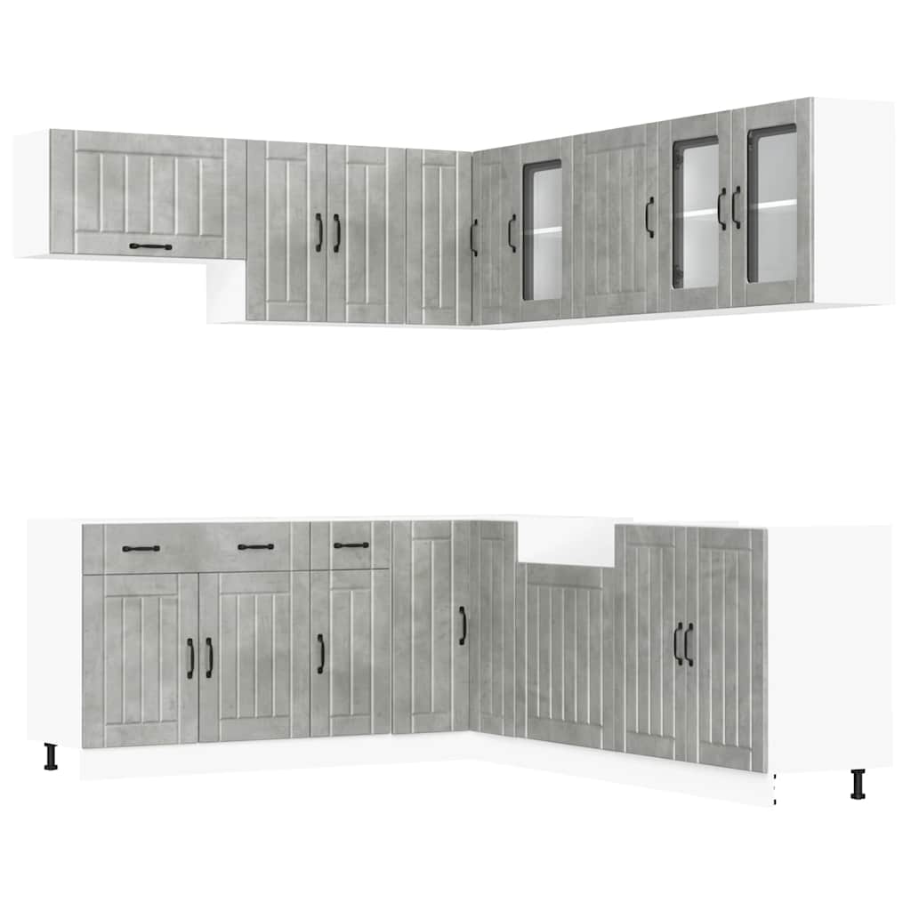 vidaXL 11 Piece Kitchen Cabinet Set "Lucca" Concrete Grey 2