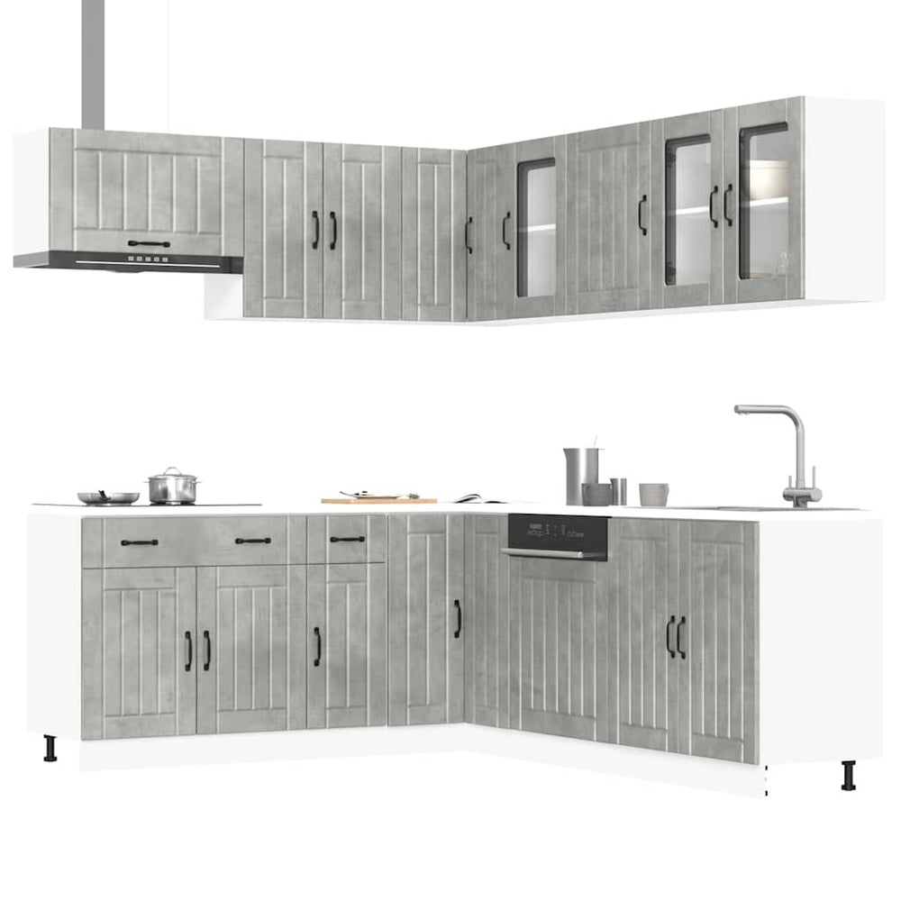 vidaXL 11 Piece Kitchen Cabinet Set "Lucca" Concrete Grey