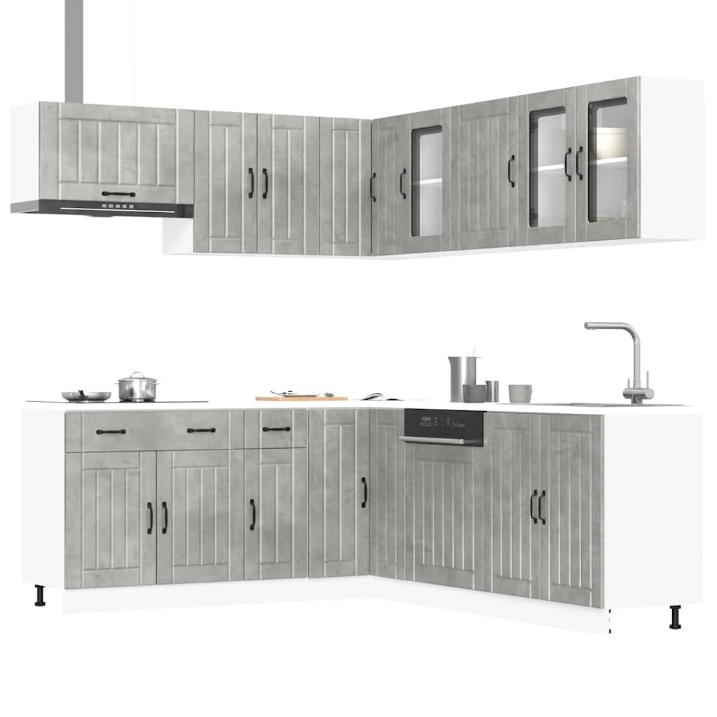 vidaXL 11 Piece Kitchen Cabinet Set "Lucca" Concrete Grey 1
