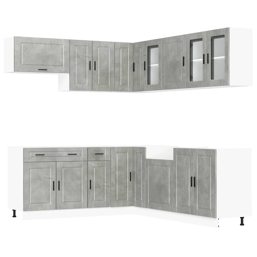vidaXL 11 Piece Kitchen Cabinet Set "Porto" Concrete Grey Engineered Wood 2