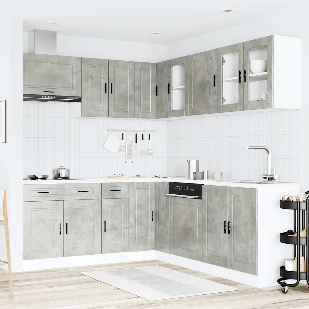 vidaXL 11 Piece Kitchen Cabinet Set "Porto" Concrete Grey Engineered Wood 3