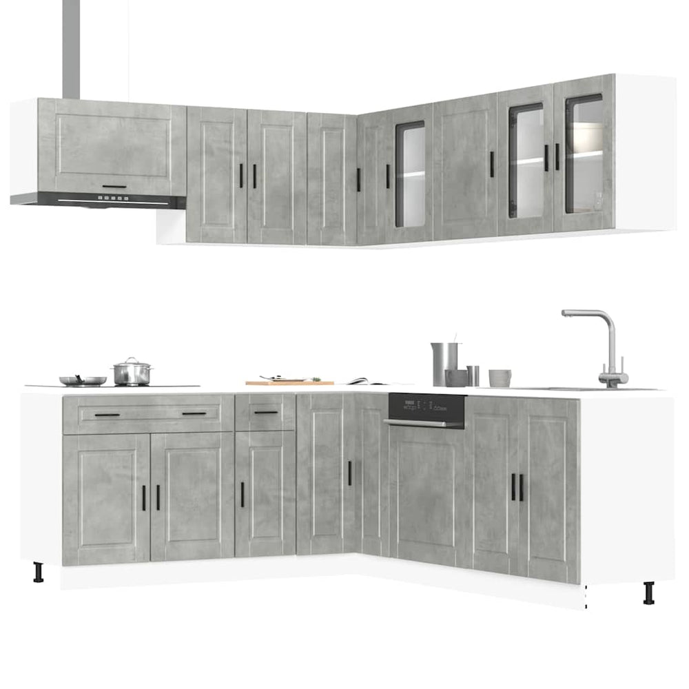 vidaXL 11 Piece Kitchen Cabinet Set "Porto" Concrete Grey Engineered Wood