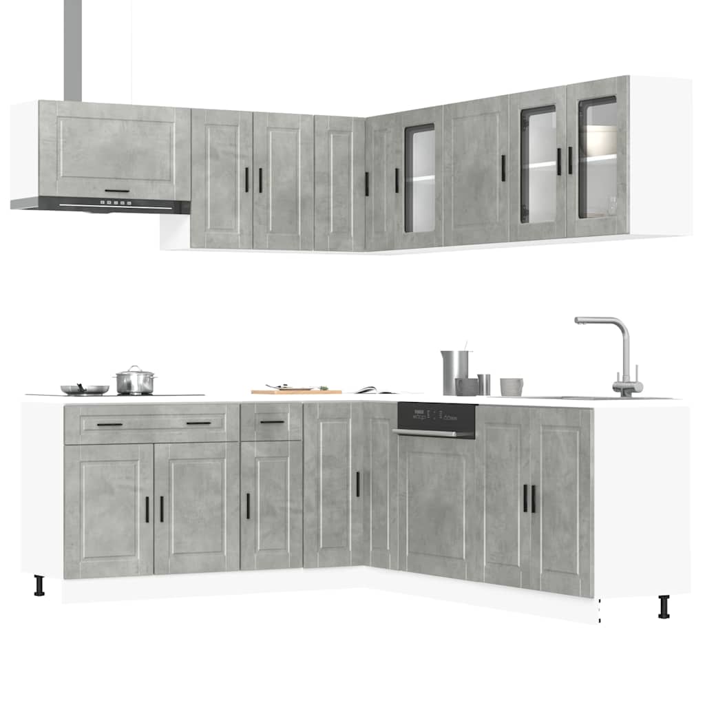 vidaXL 11 Piece Kitchen Cabinet Set "Porto" Concrete Grey Engineered Wood 1
