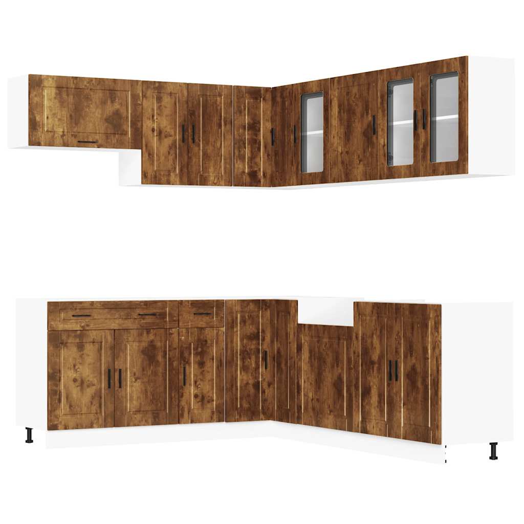 vidaXL 11 Piece Kitchen Cabinet Set "Porto" Smoked Oak Engineered Wood 2
