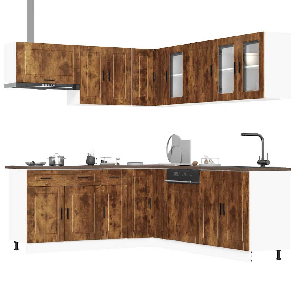 vidaXL 11 Piece Kitchen Cabinet Set "Porto" Smoked Oak Engineered Wood 1