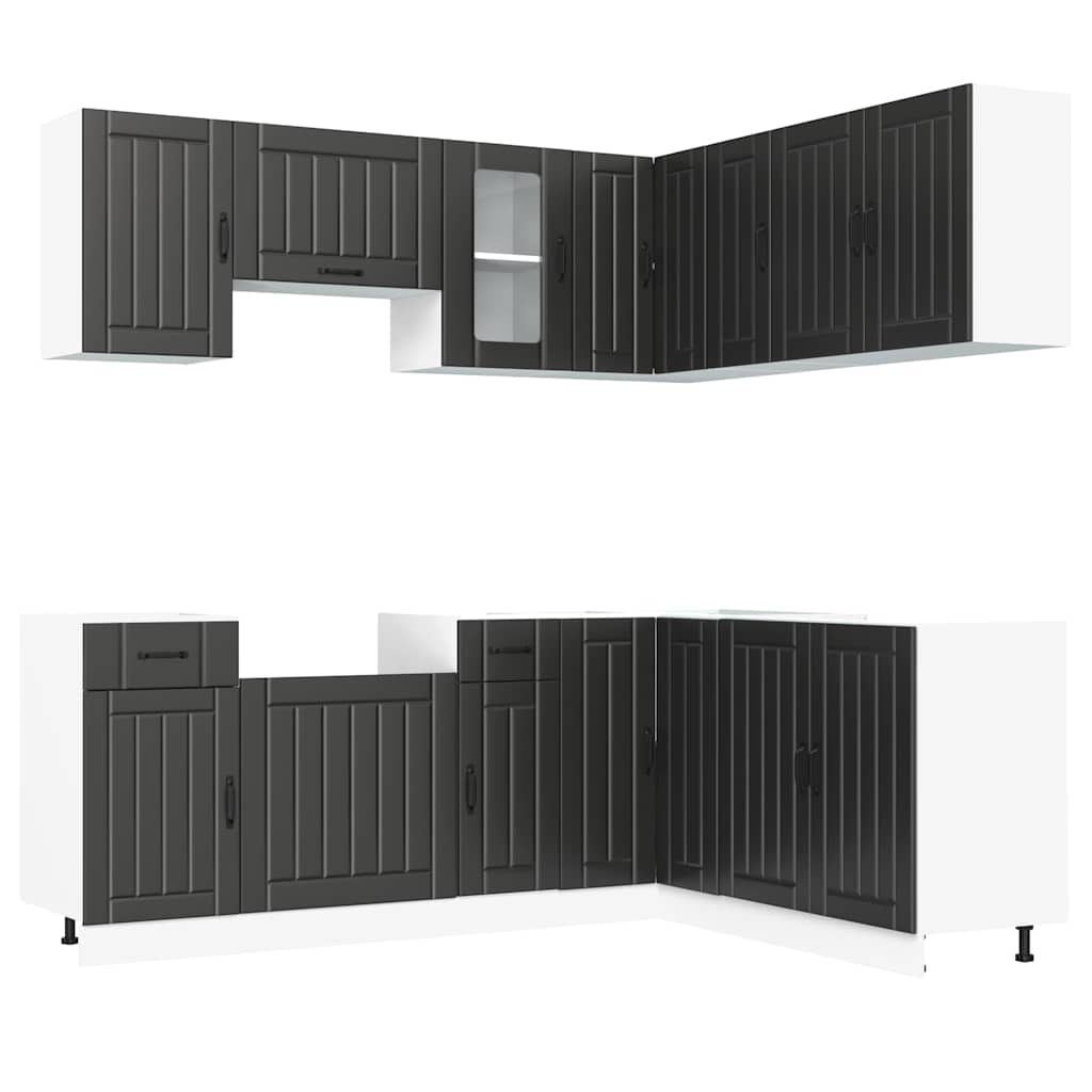 vidaXL 11 Piece Kitchen Cabinet Set "Kalmar" Black Engineered Wood 2