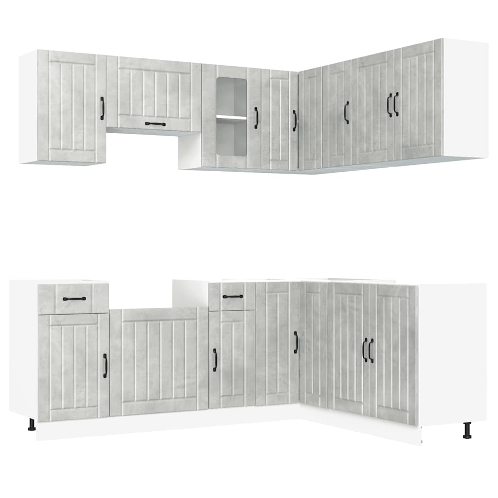 vidaXL 11 Piece Kitchen Cabinet Set "Kalmar" Concrete Grey 2