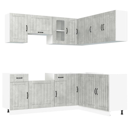 11 Piece Kitchen Cabinet Set "Kalmar" Engineered Wood Concrete grey
