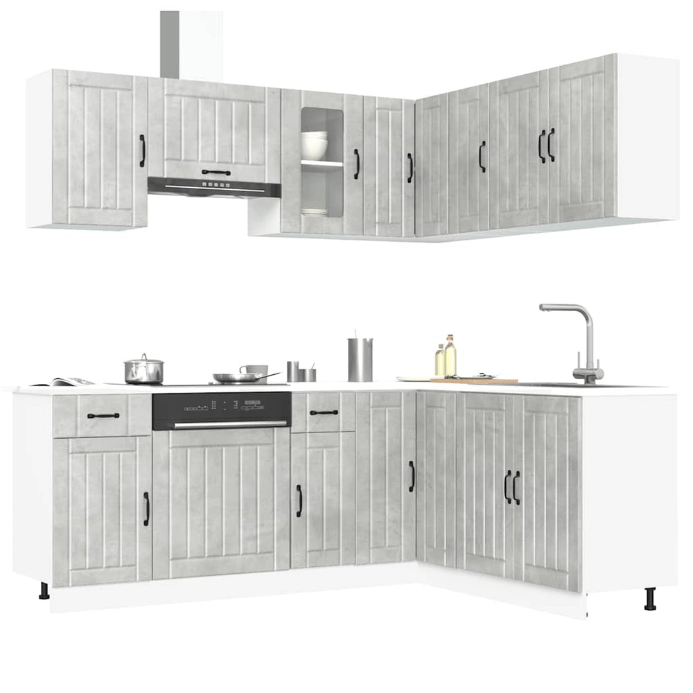 vidaXL 11 Piece Kitchen Cabinet Set "Kalmar" Concrete Grey