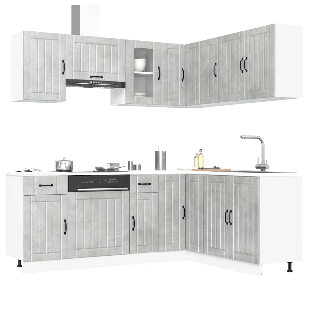 vidaXL 11 Piece Kitchen Cabinet Set "Kalmar" Concrete Grey 1