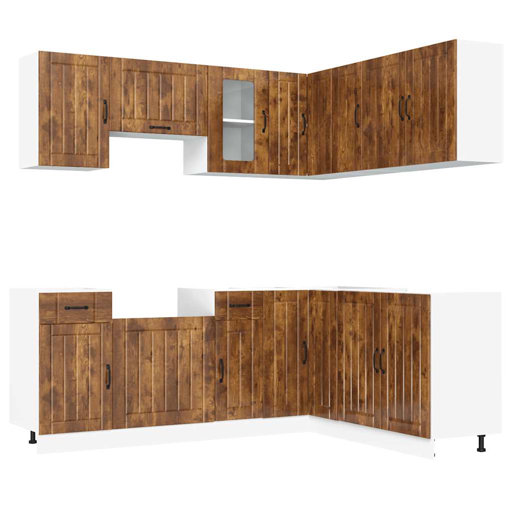 vidaXL 11 Piece Kitchen Cabinet Set "Kalmar" Smoked Oak Engineered Wood 2