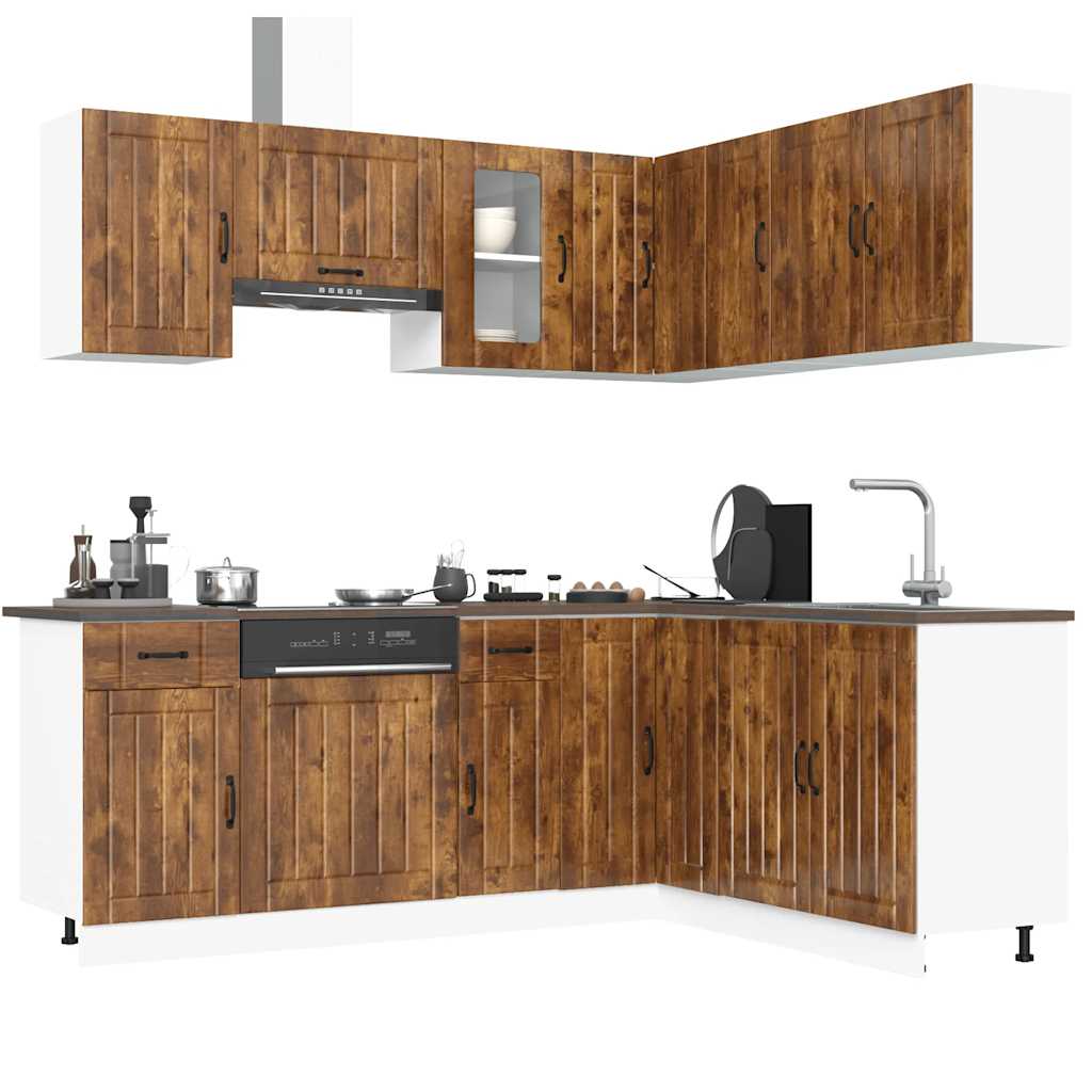 vidaXL 11 Piece Kitchen Cabinet Set "Kalmar" Smoked Oak Engineered Wood 1