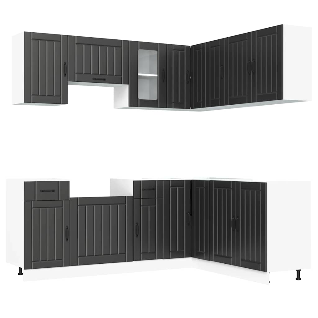 vidaXL 11 Piece Kitchen Cabinet Set "Lucca" Black Engineered Wood 2