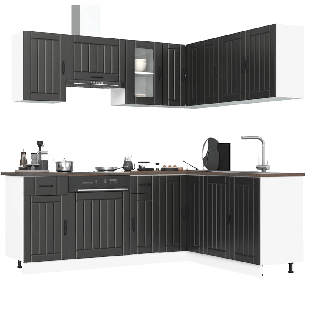 vidaXL 11 Piece Kitchen Cabinet Set "Lucca" Black Engineered Wood 1