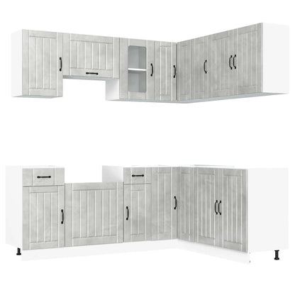 11 Piece Kitchen Cabinet Set "Lucca" Engineered Wood Concrete grey