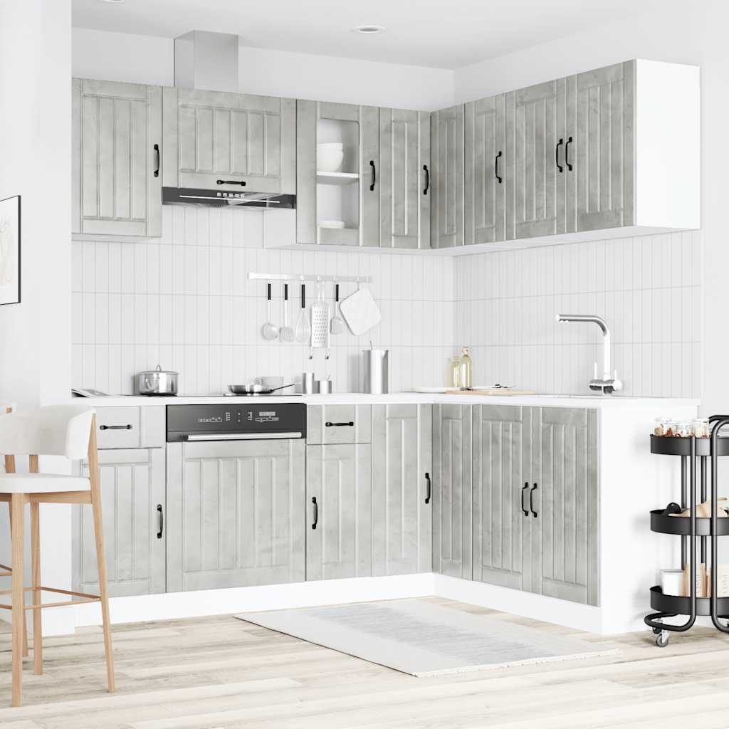 11 Piece Kitchen Cabinet Set "Lucca" Engineered Wood Concrete grey