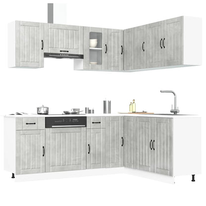 11 Piece Kitchen Cabinet Set "Lucca" Engineered Wood Concrete grey