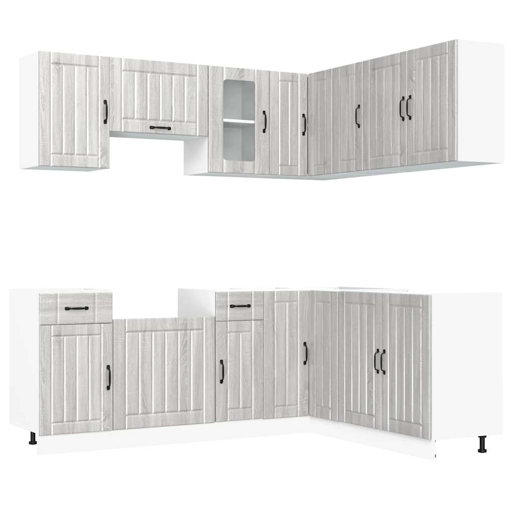 11 Piece Kitchen Cabinet Set "Lucca" Engineered Wood Grey sonoma