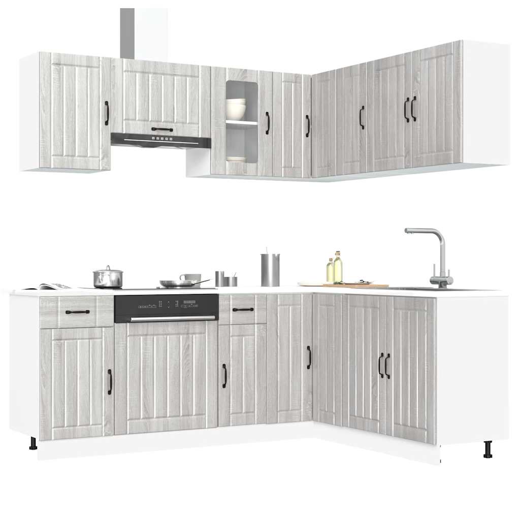 11 Piece Kitchen Cabinet Set "Lucca" Engineered Wood Grey sonoma