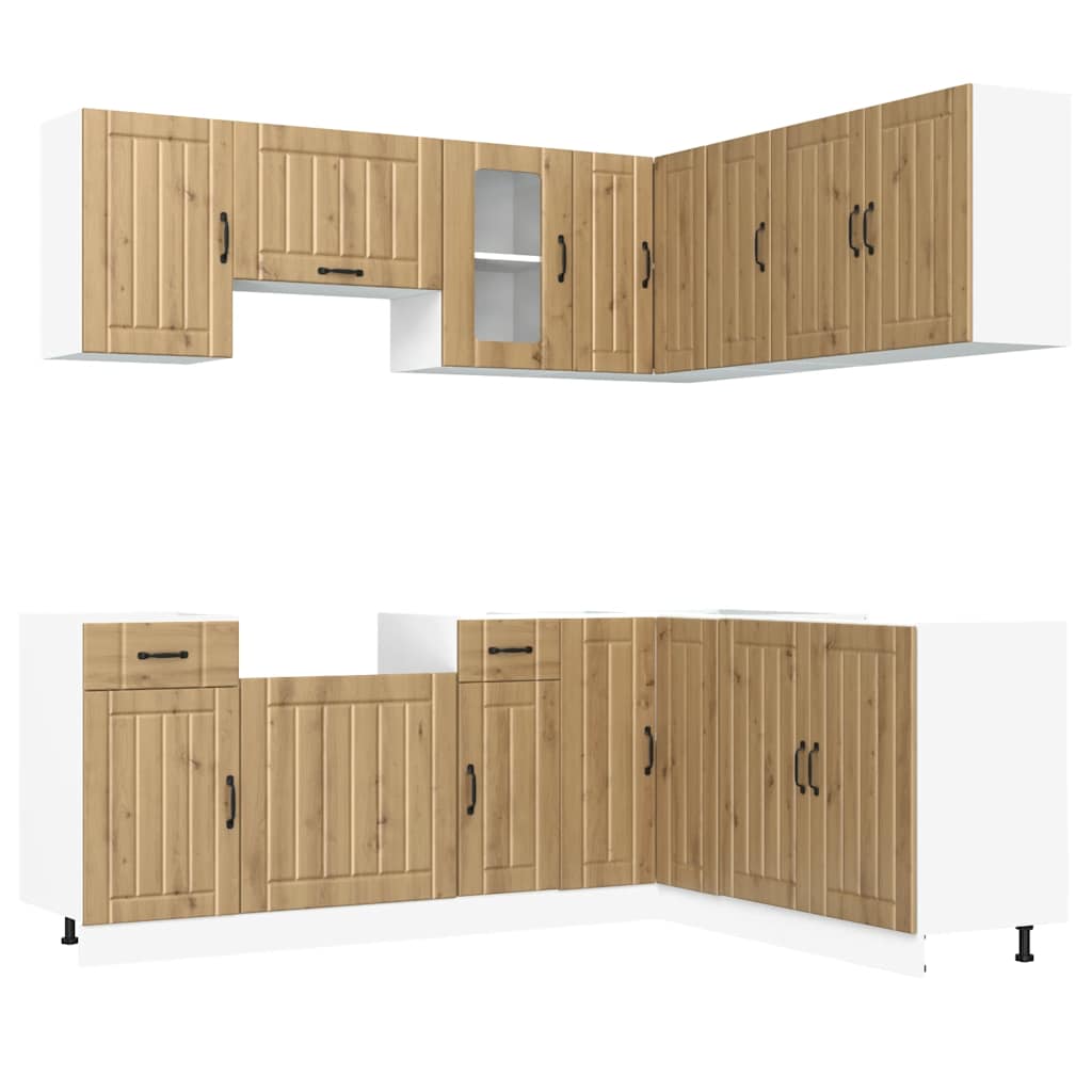 vidaXL 11 Piece Kitchen Cabinet Set "Lucca" Artisan Oak Engineered Wood 2