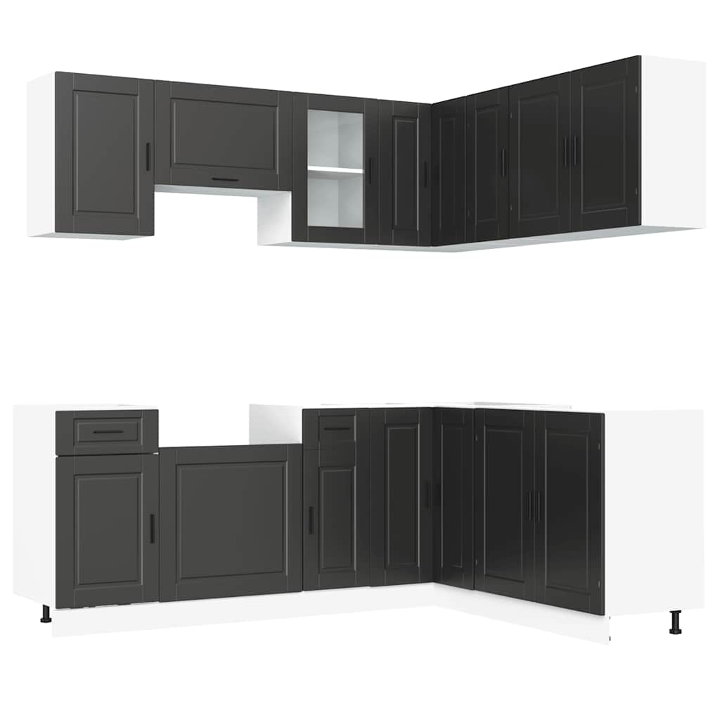 vidaXL 11 Piece Kitchen Cabinet Set "Porto" Black Engineered Wood 2