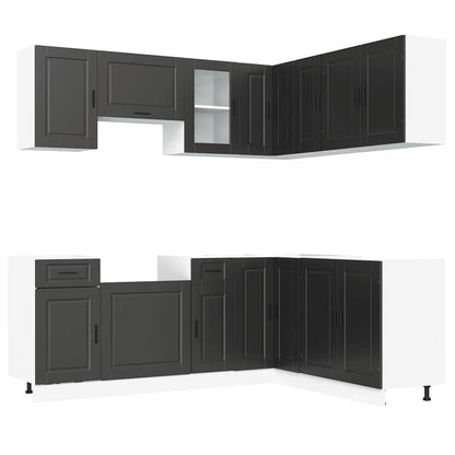 vidaXL 11 Piece Kitchen Cabinet Set "Porto" Black Engineered Wood 2