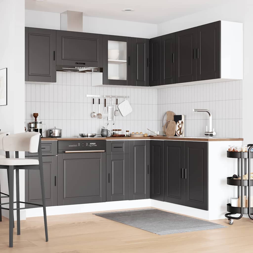 vidaXL 11 Piece Kitchen Cabinet Set "Porto" Black Engineered Wood 3