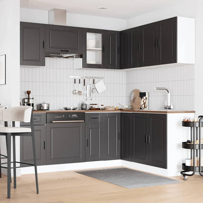 vidaXL 11 Piece Kitchen Cabinet Set "Porto" Black Engineered Wood 3