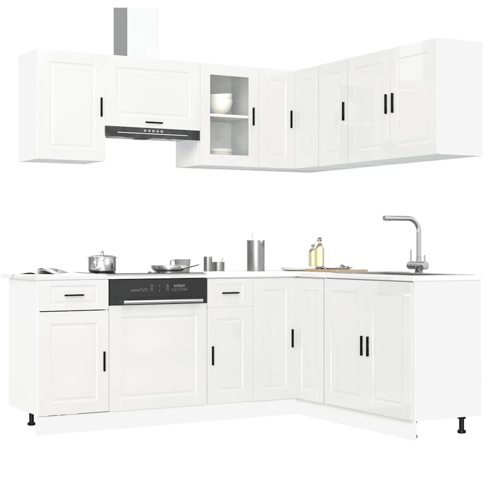 vidaXL 11 Piece Kitchen Cabinet Set "Porto" Gloss White Engineered Wood