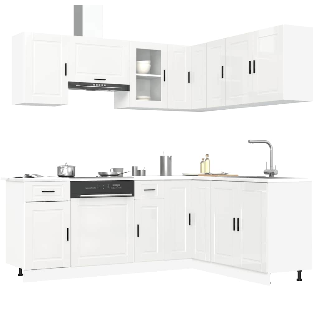 vidaXL 11 Piece Kitchen Cabinet Set "Porto" Gloss White Engineered Wood 1