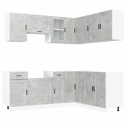 11 Piece Kitchen Cabinet Set "Porto" Engineered Wood Concrete grey