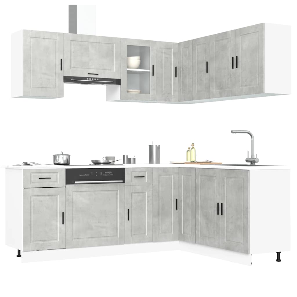 vidaXL 11 Piece Kitchen Cabinet Set "Porto" Concrete Grey 1