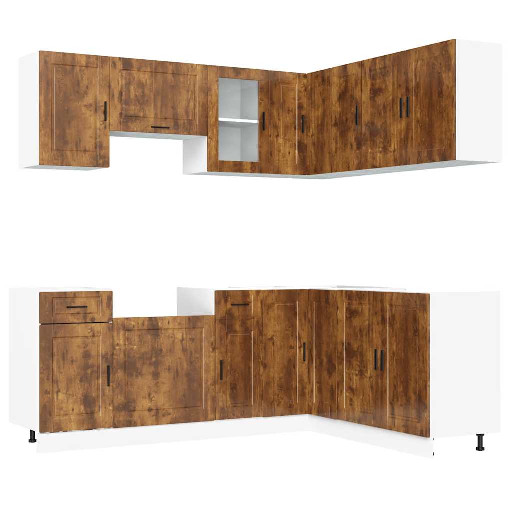 vidaXL 11 Piece Kitchen Cabinet Set "Porto" Smoked Oak Engineered Wood 2
