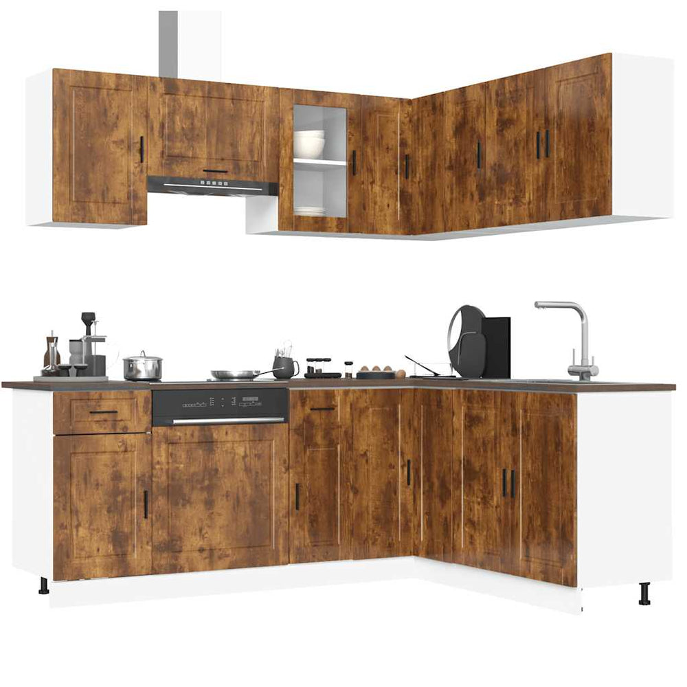 vidaXL 11 Piece Kitchen Cabinet Set "Porto" Smoked Oak Engineered Wood
