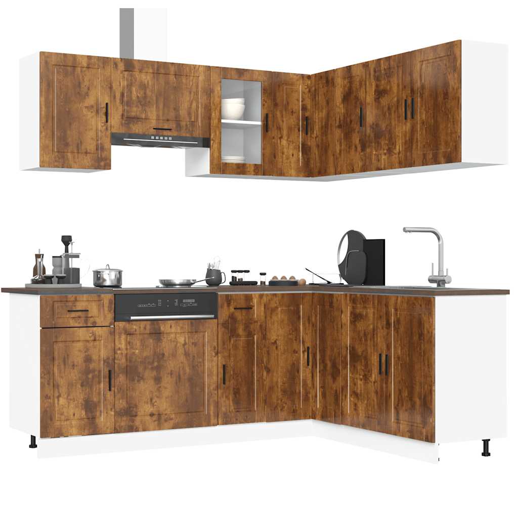 vidaXL 11 Piece Kitchen Cabinet Set "Porto" Smoked Oak Engineered Wood 1