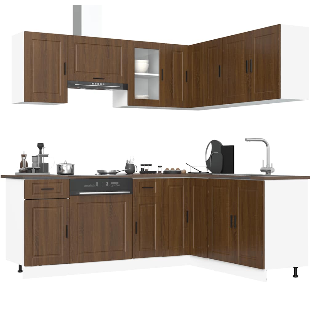 vidaXL 11 Piece Kitchen Cabinet Set "Porto" Brown Oak Engineered Wood 1