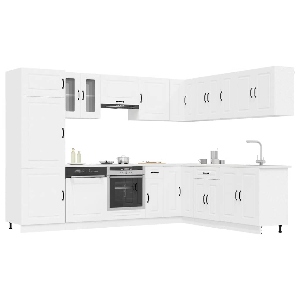 14 Piece Kitchen Cabinet Set "Kalmar" Engineered Wood White
