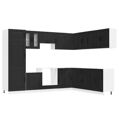 14 Piece Kitchen Cabinet Set "Kalmar" Engineered Wood Black
