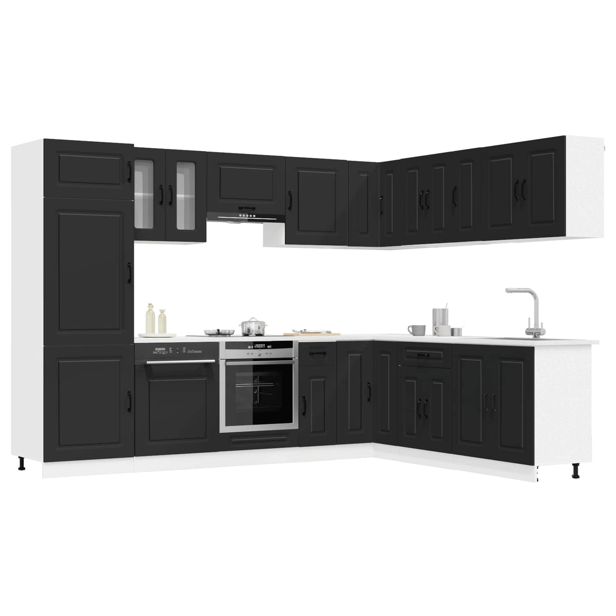 14 Piece Kitchen Cabinet Set "Kalmar" Engineered Wood Black