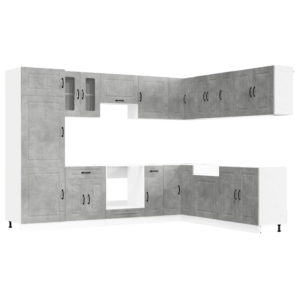 14 Piece Kitchen Cabinet Set "Kalmar" Engineered Wood Concrete grey