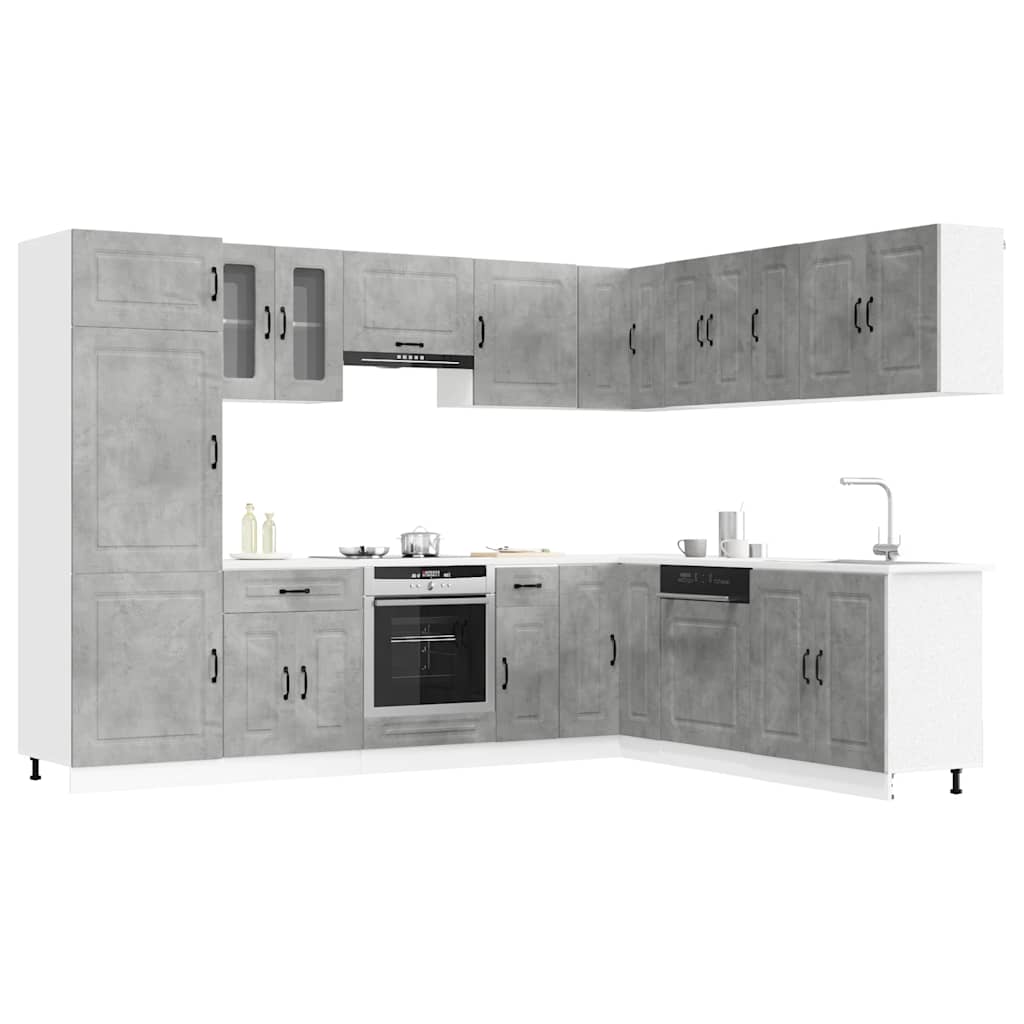14 Piece Kitchen Cabinet Set "Kalmar" Engineered Wood Concrete grey