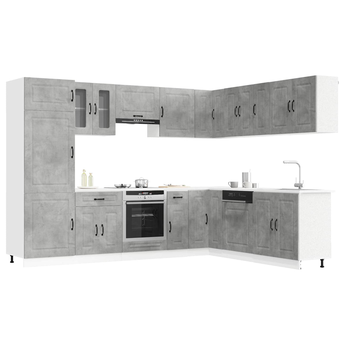 14 Piece Kitchen Cabinet Set "Kalmar" Engineered Wood Concrete grey