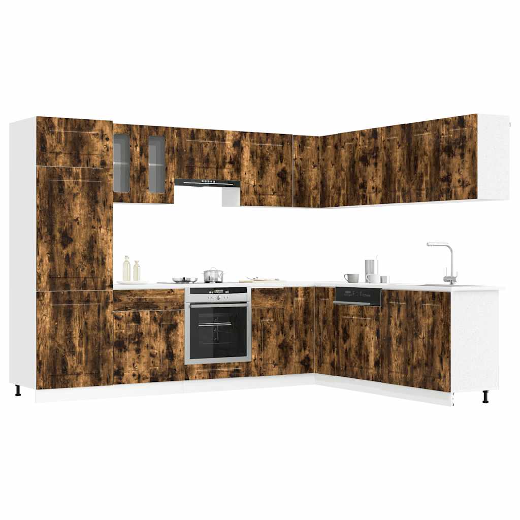 14 Piece Kitchen Cabinet Set "Kalmar" Engineered Wood Smoked oak