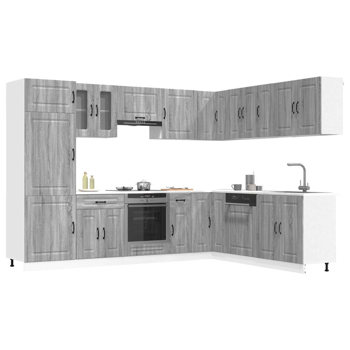 14 Piece Kitchen Cabinet Set "Kalmar" Engineered Wood Grey sonoma