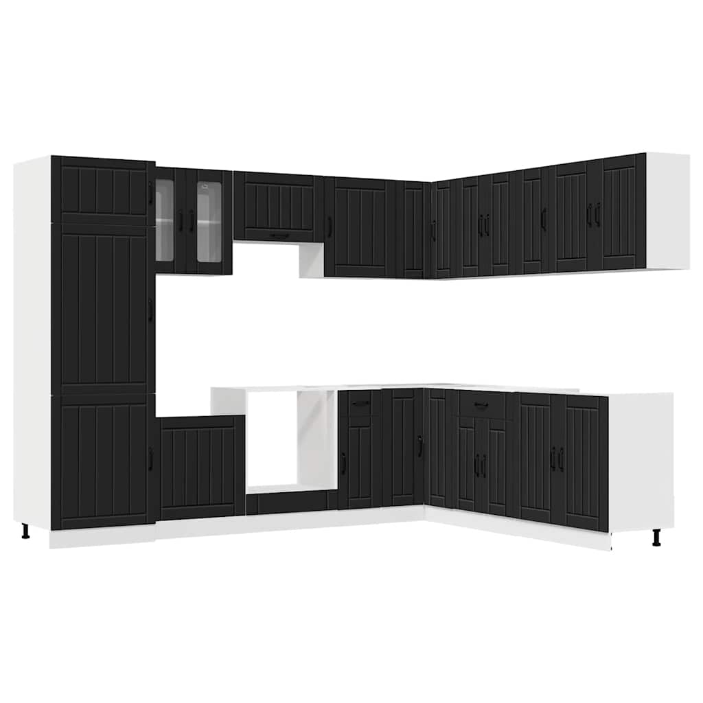 vidaXL 14 Piece Kitchen Cabinet Set "Lucca" Black Engineered Wood 2